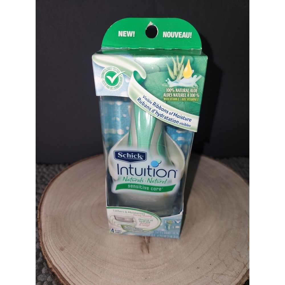 Schick Intuition Sensitive Care Organic Aloe Razor + 2 Razor Blade Refills~NOS